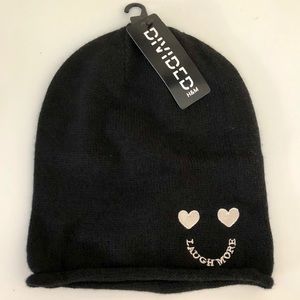 H&M DIVIDED Laugh More Black Beanie